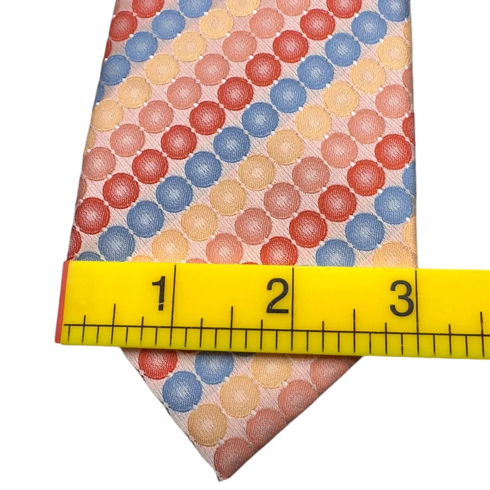 Geoffrey‎ Beene Vintage Dress Tie Bold Multi Geometric Circle Pattern 59